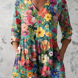 Evelina | Lange Bluse mit V-Ausschnitt