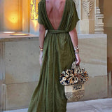 Elke | Maxikleid mit Schlitz und Kimono und Zopfdetails