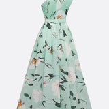Amelie | Maxikleid Chiffon mit Blumenmuster mit freien Schultern hellgrün