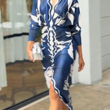Monika | Midikleid mit Dolman mit Print einzigartig Sommersonne