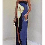 Ursula | Maxi-Abendkleid mit Print ärmellos aus Stil costiero