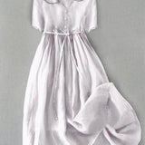 Frieda | Elegantes Baumwoll-Leinen-Kleid mit Halbarm