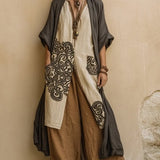 Elisabeth | Dreiteiliges Set aus dunkelgrau und braun mit Tribalprint