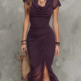 Thea | Midikleid plissiert abstrakt und elegant