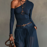 Johanna | Off-Shoulder-Top und Rock marineblau